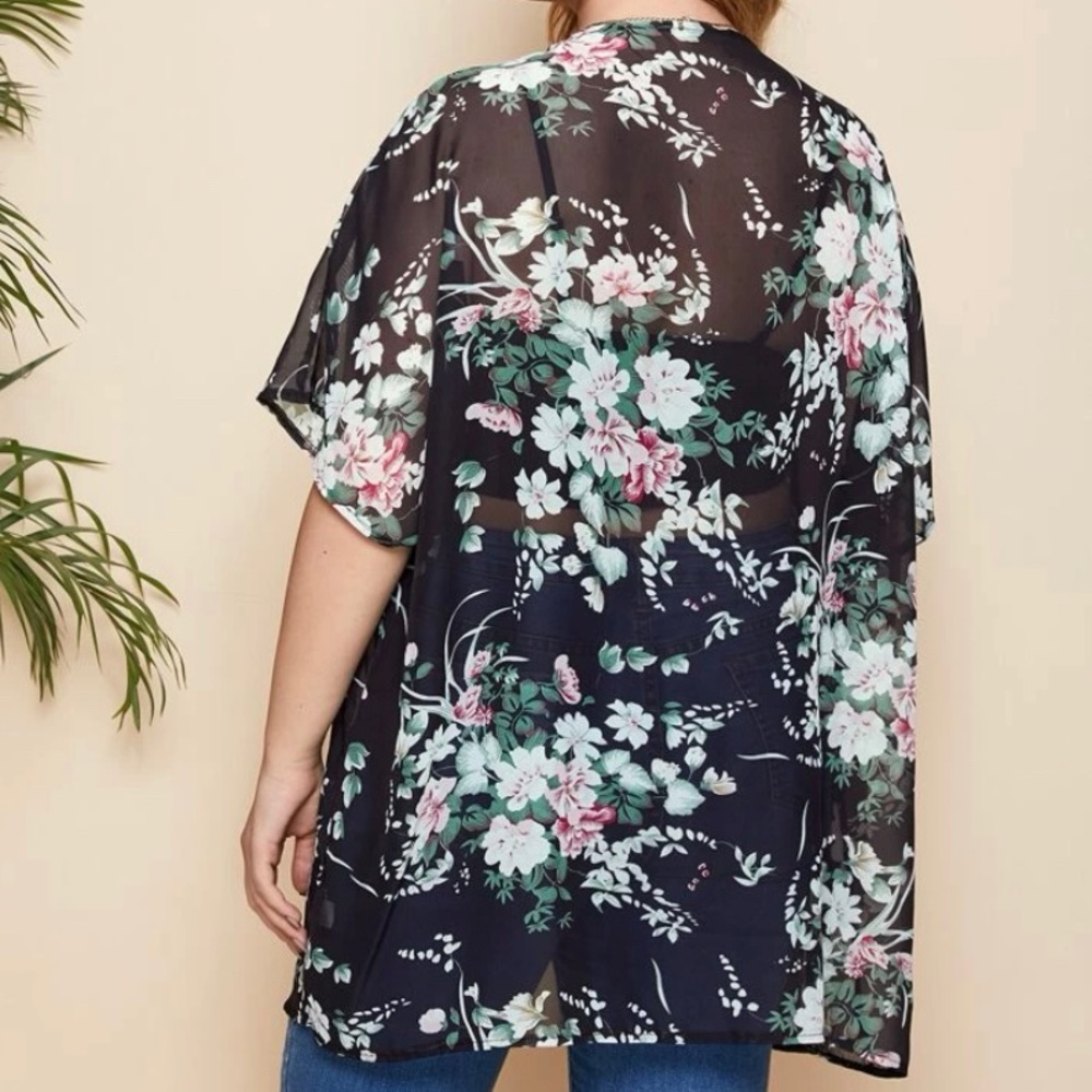 Floral Print Sheer Kimono